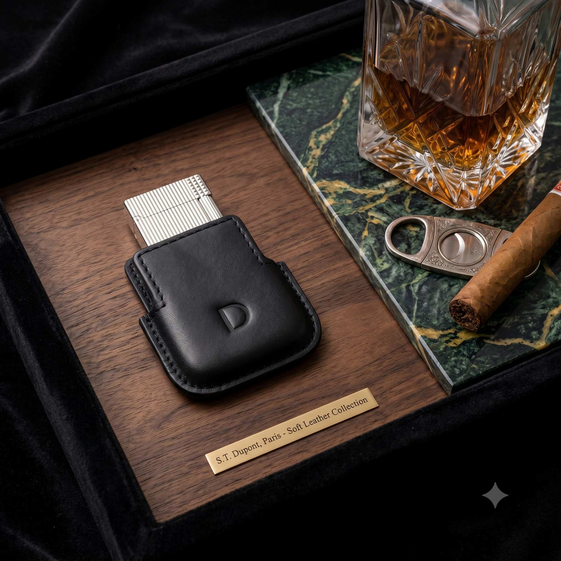S.T. Dupont Soft Leather Line 1 Lighter Case - Lifestyle Image 