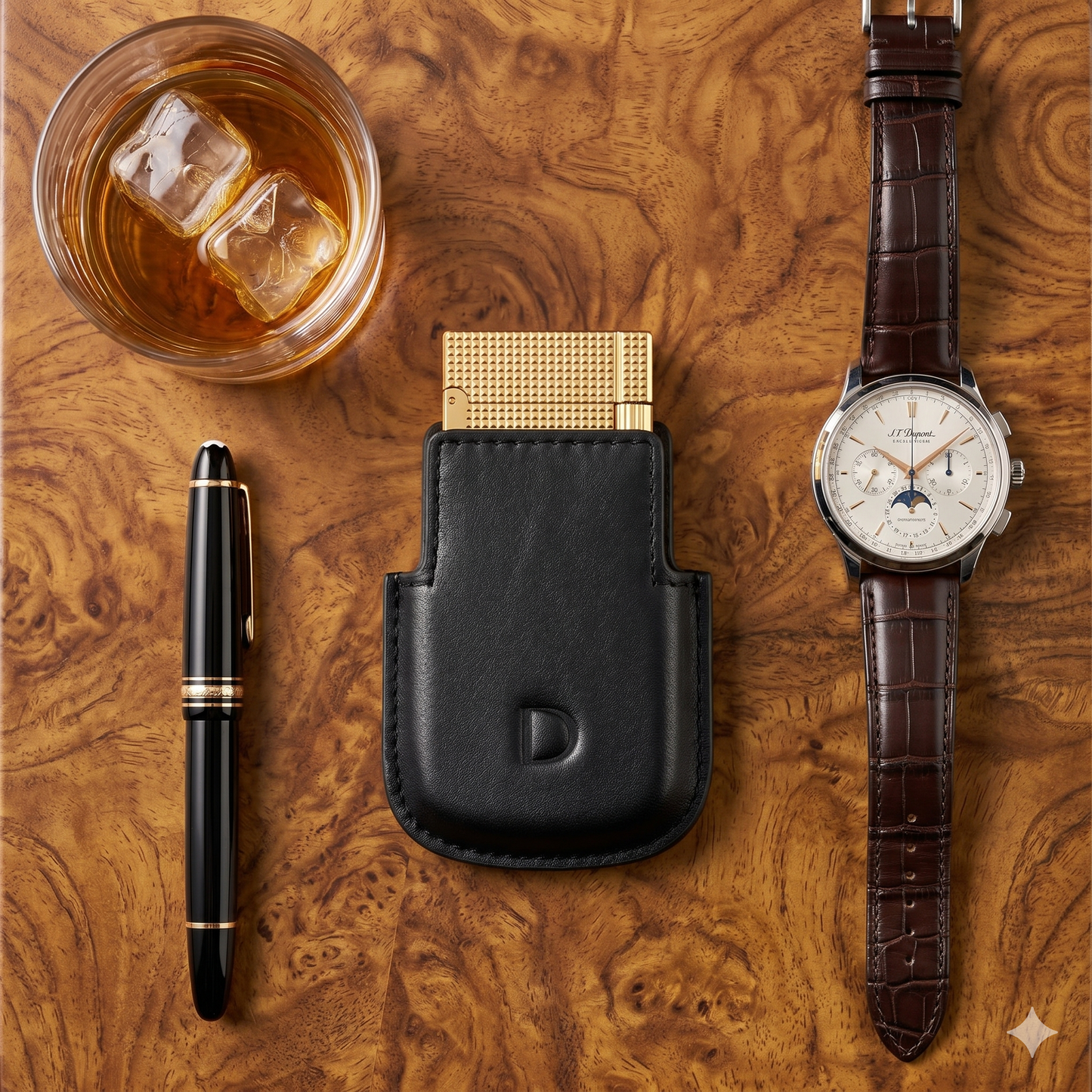S.T. Dupont Soft Leather Le Grand Lighter Case - Flat lay Image 