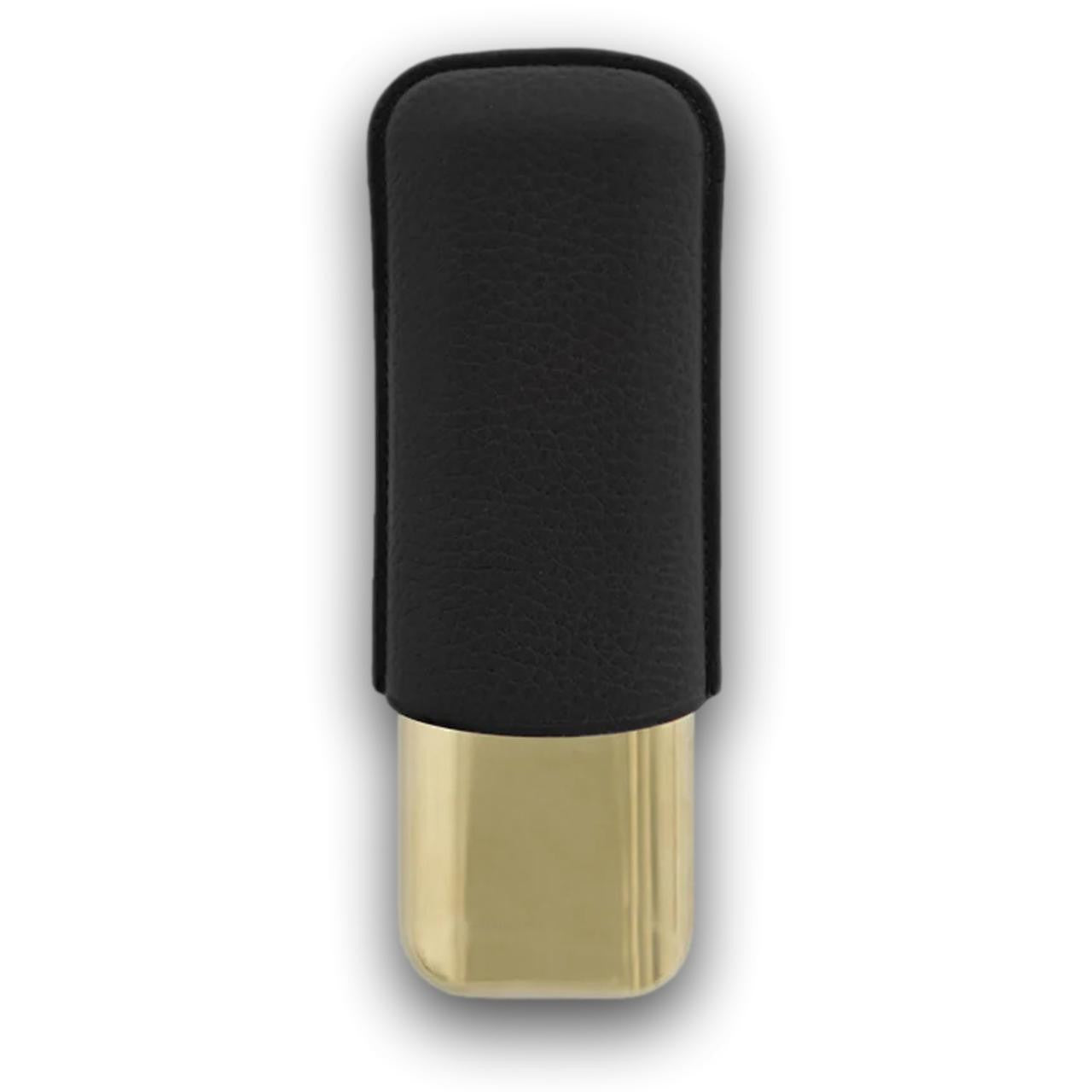 S.T. Dupont Leather and Golden Metal 2-Finger Hard Cigar Cases - Black and Golden - Back