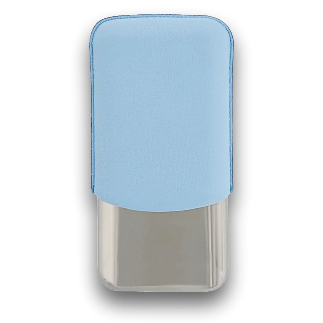 S.T. Dupont Leather and Chrome Metal 3-Finger Hard Cigar Cases - Turquoise and Chrome - Back Side