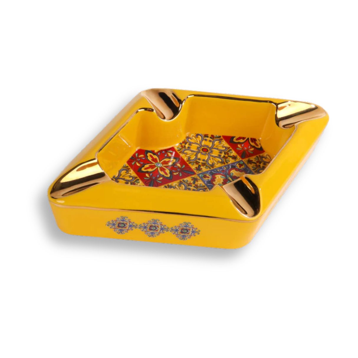 OpusX Society Colonial Tiles Ceramic 4-Cigar Ashtray