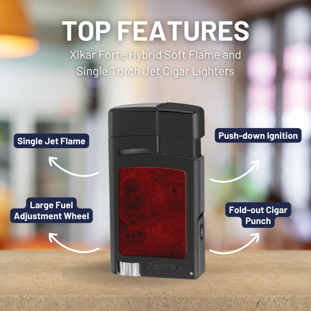 Xikar Forte Hybrid Soft Flame and Single Torch Jet Cigar Lighters -Top Features