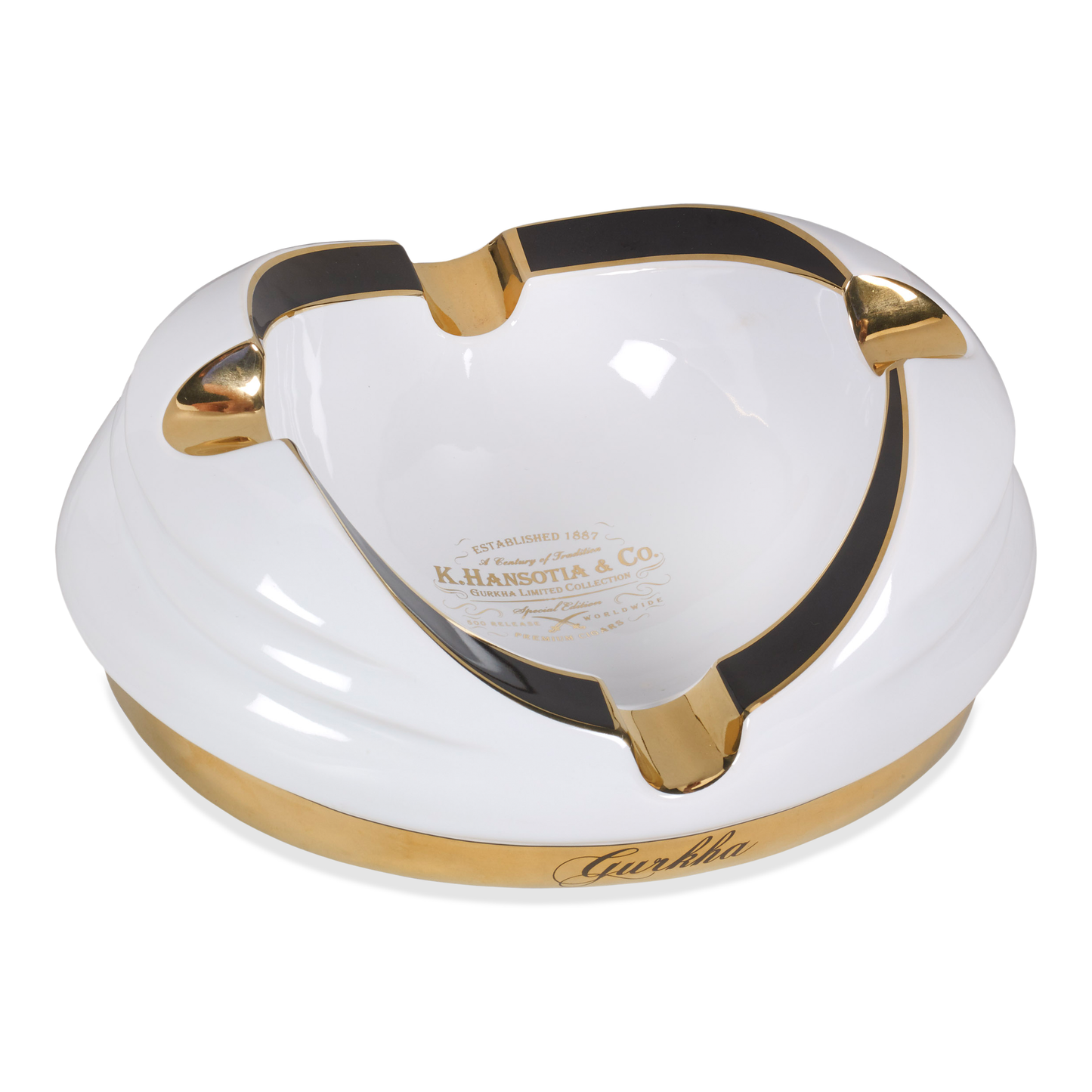 Gurkha Ceramic 4-Cigar Ashtray - White