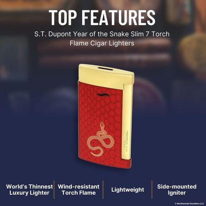 S.T. Dupont Year of the Snake Slim 7 Torch Flame Cigar Lighters - Red - Top Features