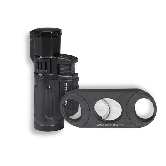 Vertigo Cyclone Lighter & Big Boy Cutter Gift Set - Charcoal - Main Image - Lighter and Cutter