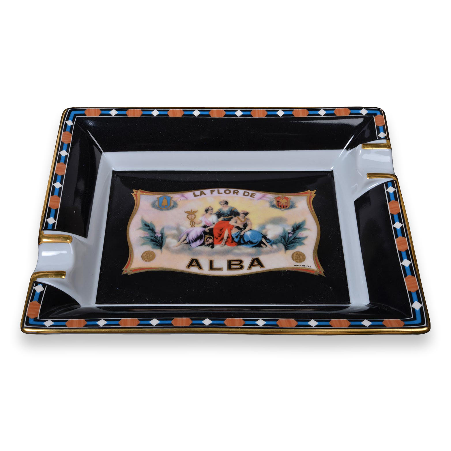 Elie Bleu Flor de Alba Porcelain Ashtray - Alba Collection