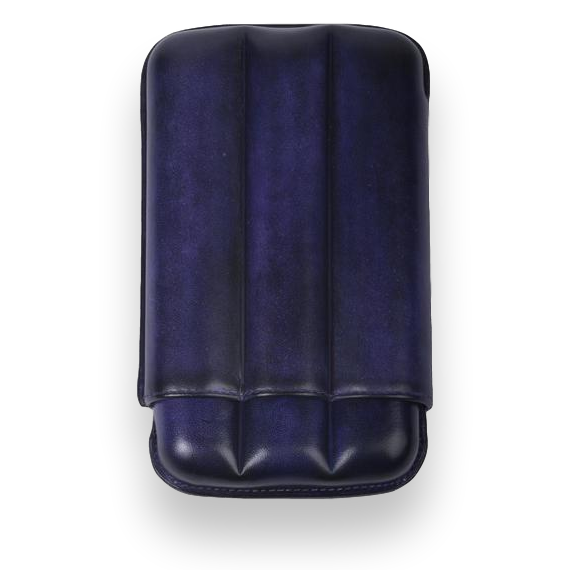 Elie Bleu Prune Patina 3 Cigar 56-64 Ring Gauge Leather Case