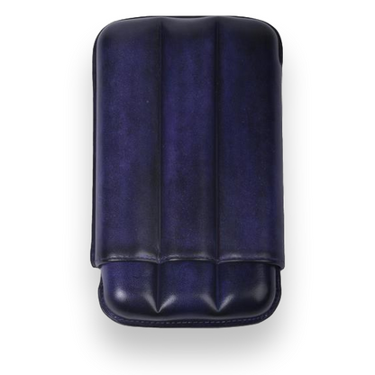 Elie Bleu Prune Patina 3 Cigar 56-64 Ring Gauge Leather Case