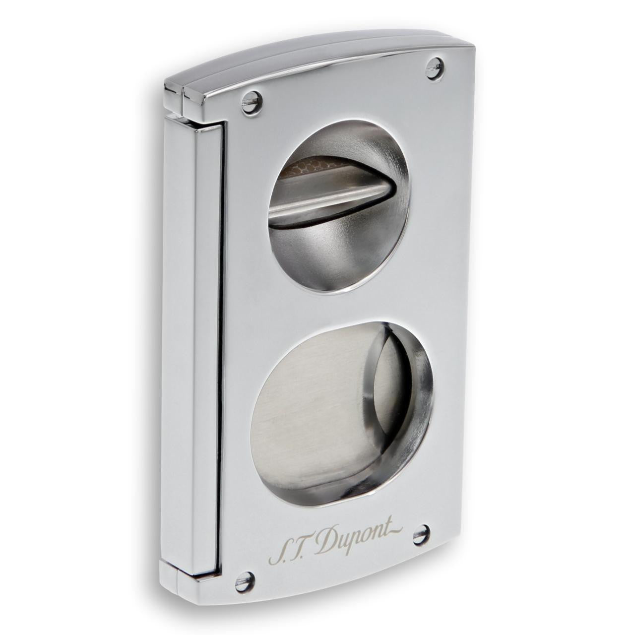 S.T. Dupont Double-Blade Cigar Cutters - Chrome -Right Facing