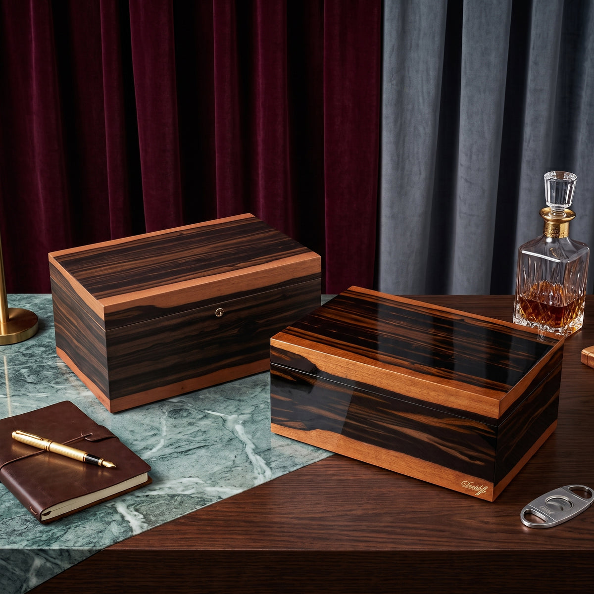 Davidoff Ebony Grande 140-Cigar Desktop Humidor - Lifestyle Image 