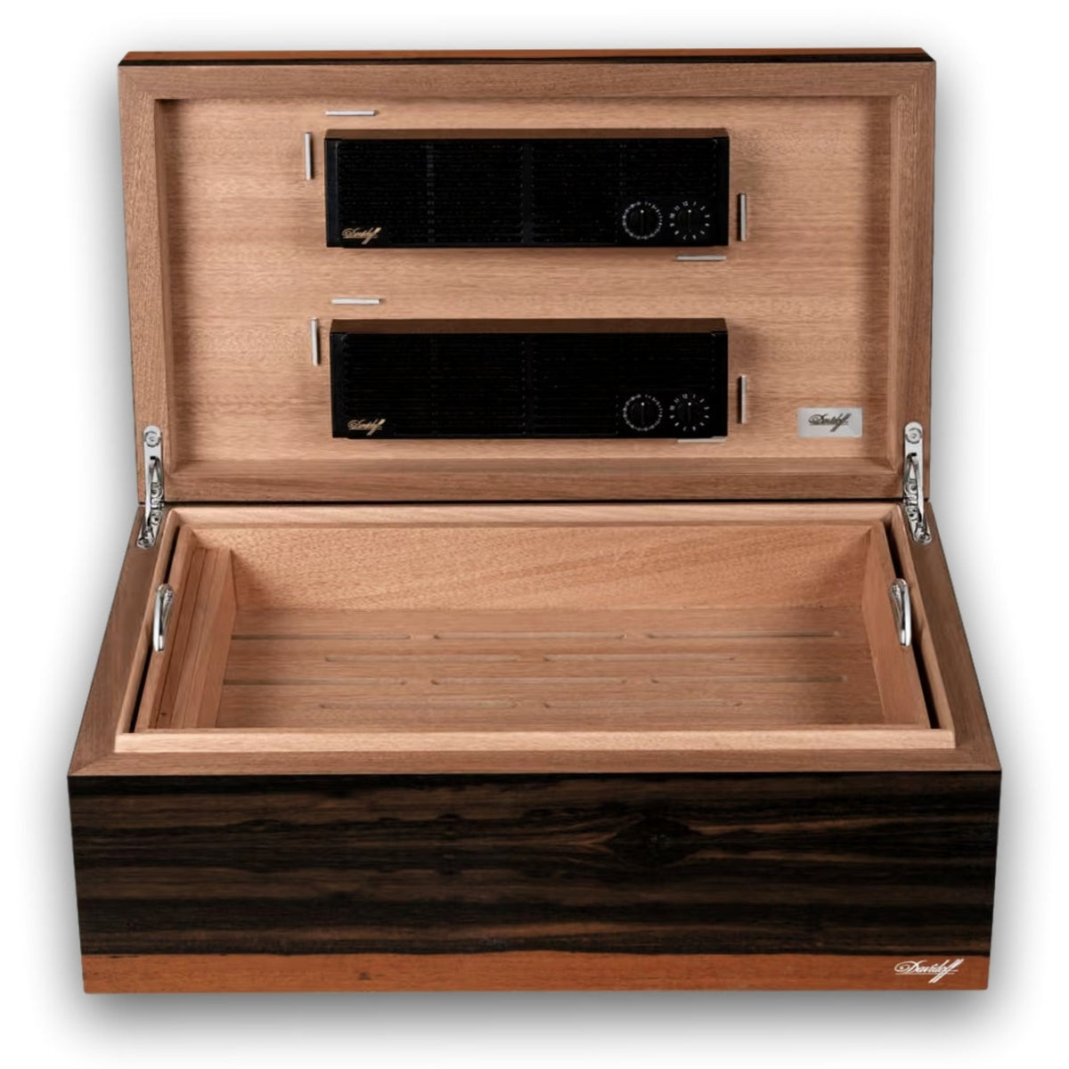 Davidoff Ebony Grande 140-Cigar Desktop Humidor -Open lid 
