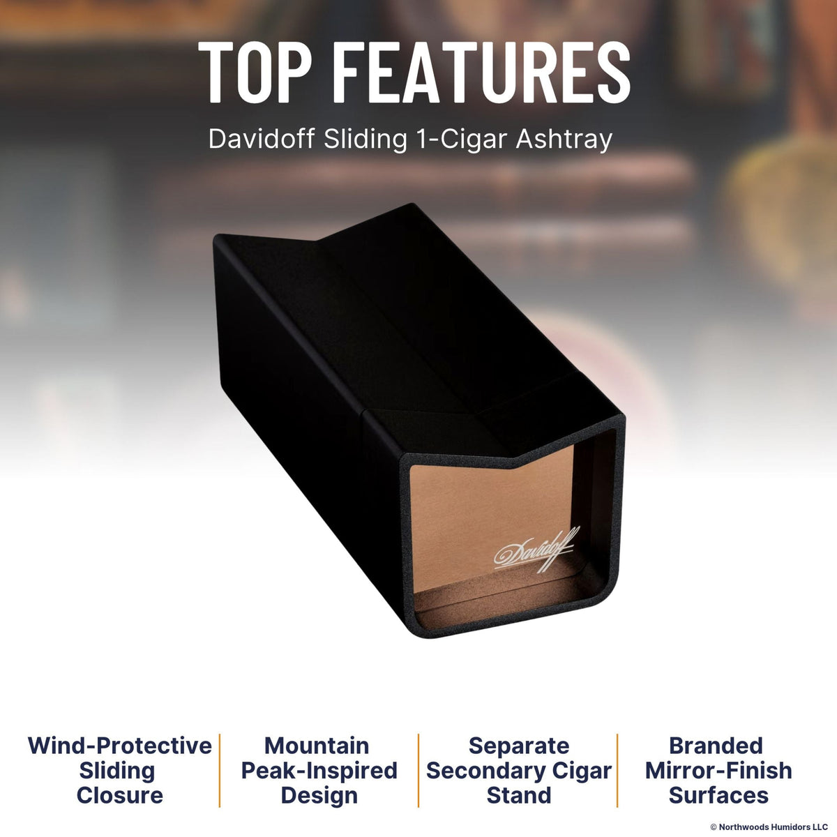 Davidoff Sliding 1-Cigar Ashtray  - Top Features