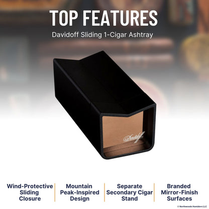 Davidoff Sliding 1-Cigar Ashtray  - Top Features