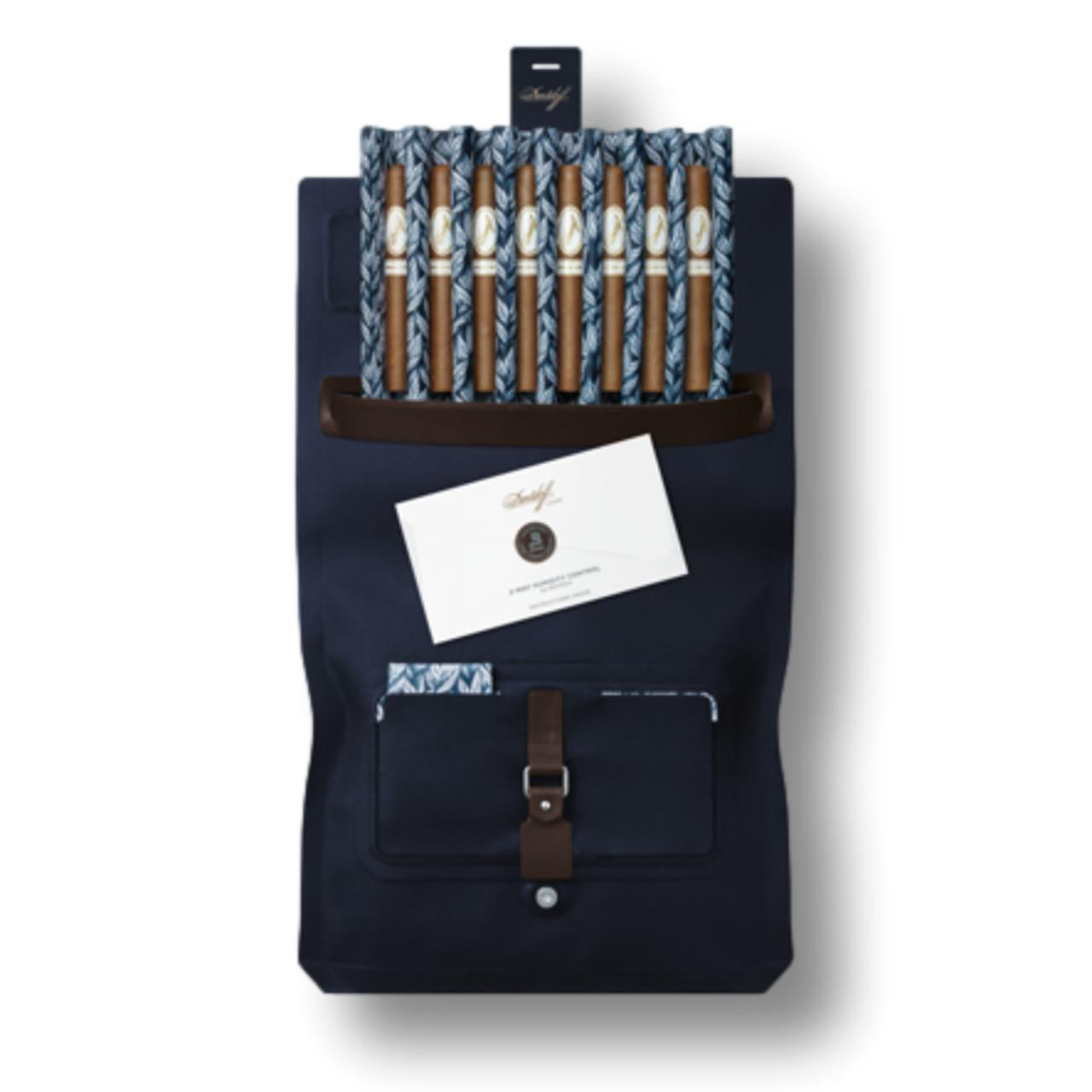 Davidoff 8-Cigar Travel Humidors - Business Navy Blue - When Opened with Cigars