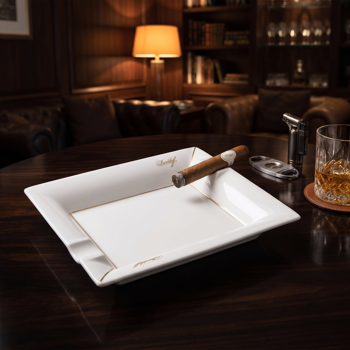 Davidoff Classic Porcelain 2-Cigar Ashtray  - Lifestyle Image