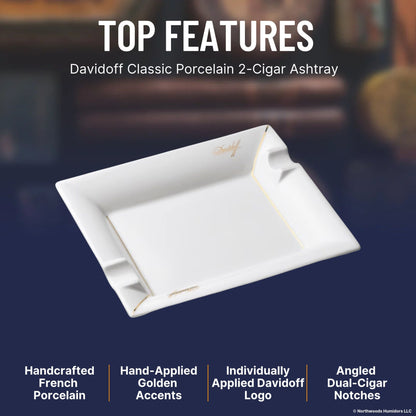 Davidoff Classic Porcelain 2-Cigar Ashtray  - Top Features 