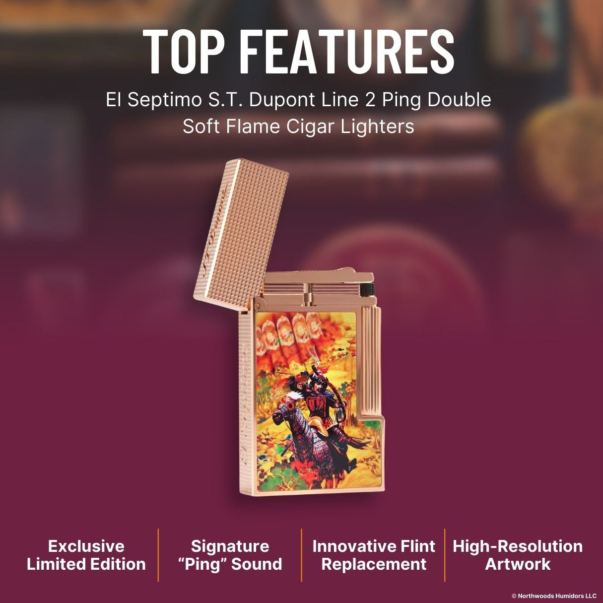 El Septimo S.T. Dupont Line 2 Ping Double Soft Flame Cigar Lighters