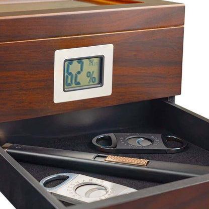 Craftsmans Bench Vista 30-Cigar Desktop Humidor - Digital Hygrometer