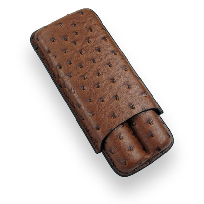 Prestige Ostrich Leather 2-Finger Cigar Cases