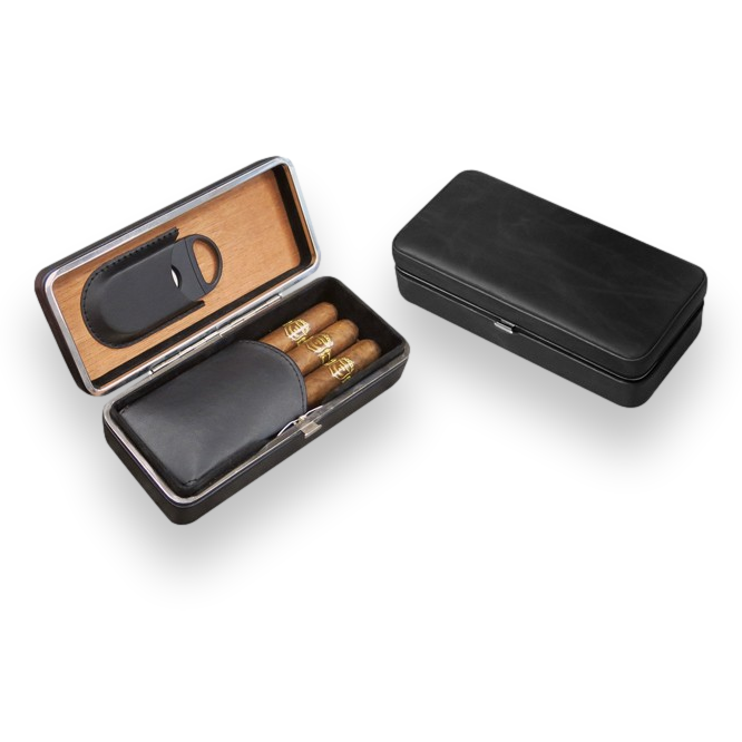 Prestige Folding Leather 3-Finger Cigar Cases
