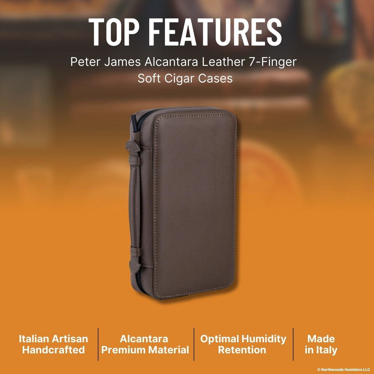 Peter James Alcantara Leather 7-Finger Soft Cigar Cases - Maritime Mocha Mélange -  Top Features