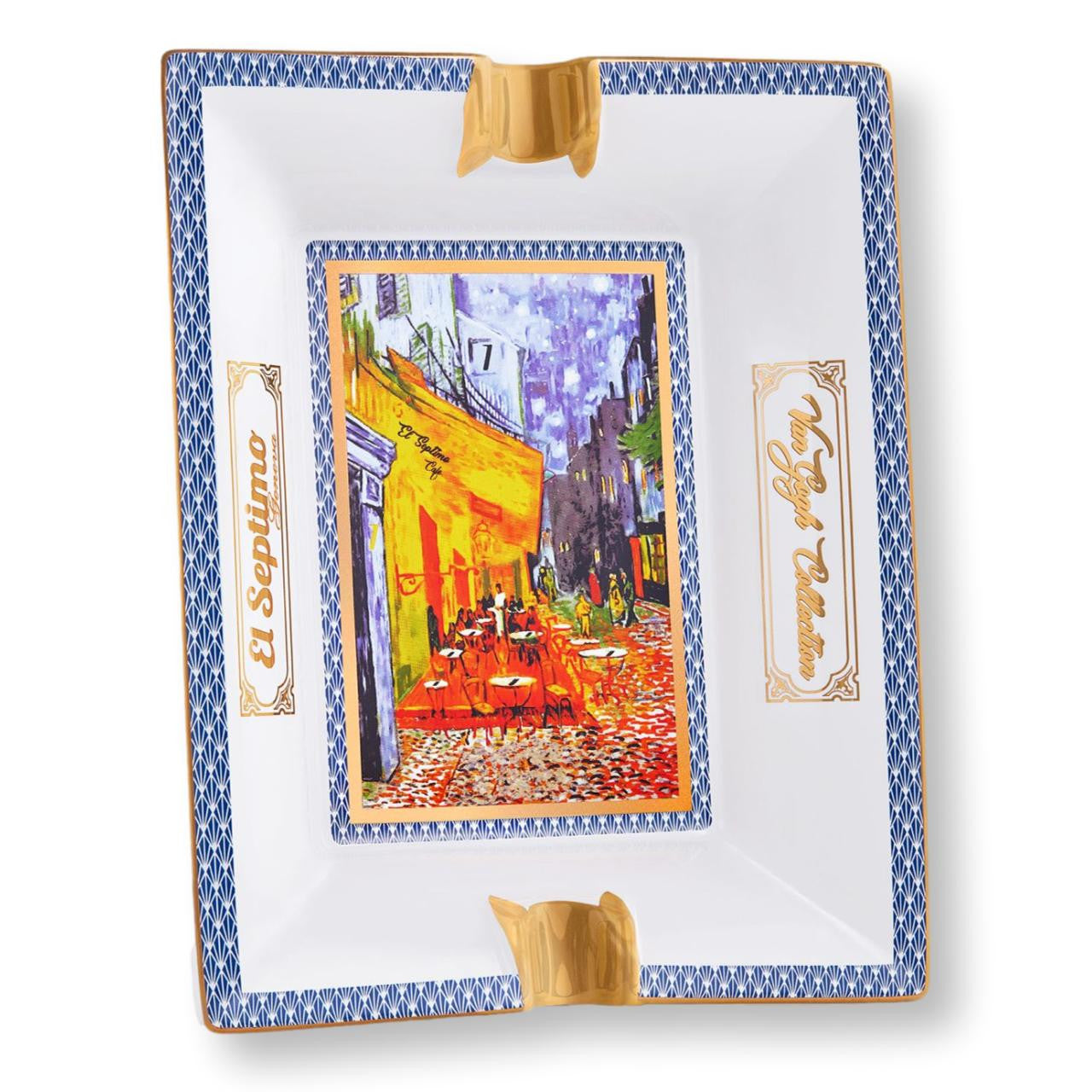 El Septimo Luxury Porcelain 2-Cigar Ashtrays - Van Gogh - Main Image - Design Details