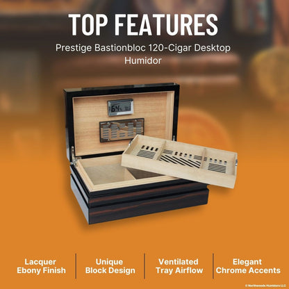 Prestige Bastionbloc 120-Cigar Desktop Humidor - Top Features