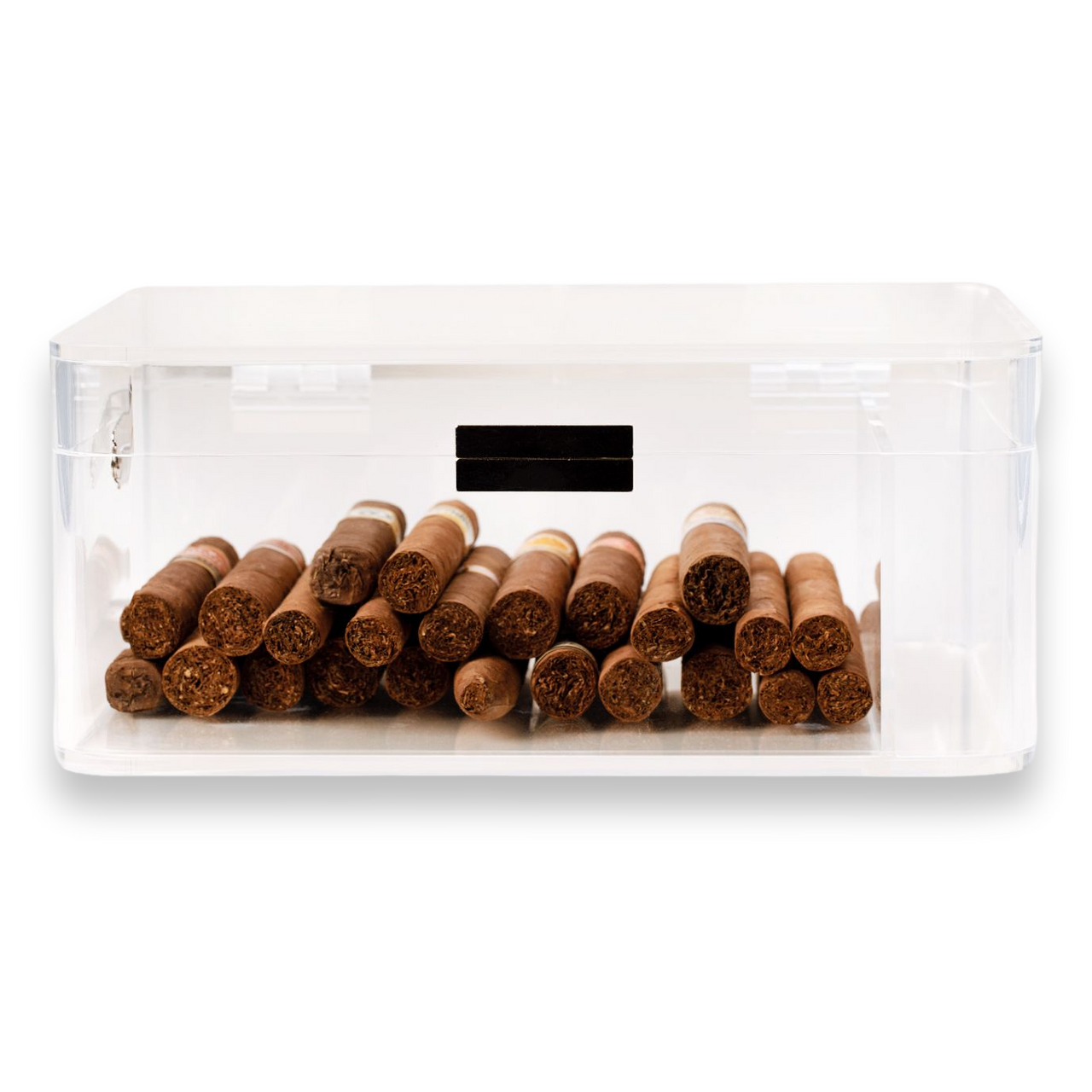 Bey-Berk 60-Cigar Acrylic Humidor with Magnetic Closure - Clear - Exterior Front