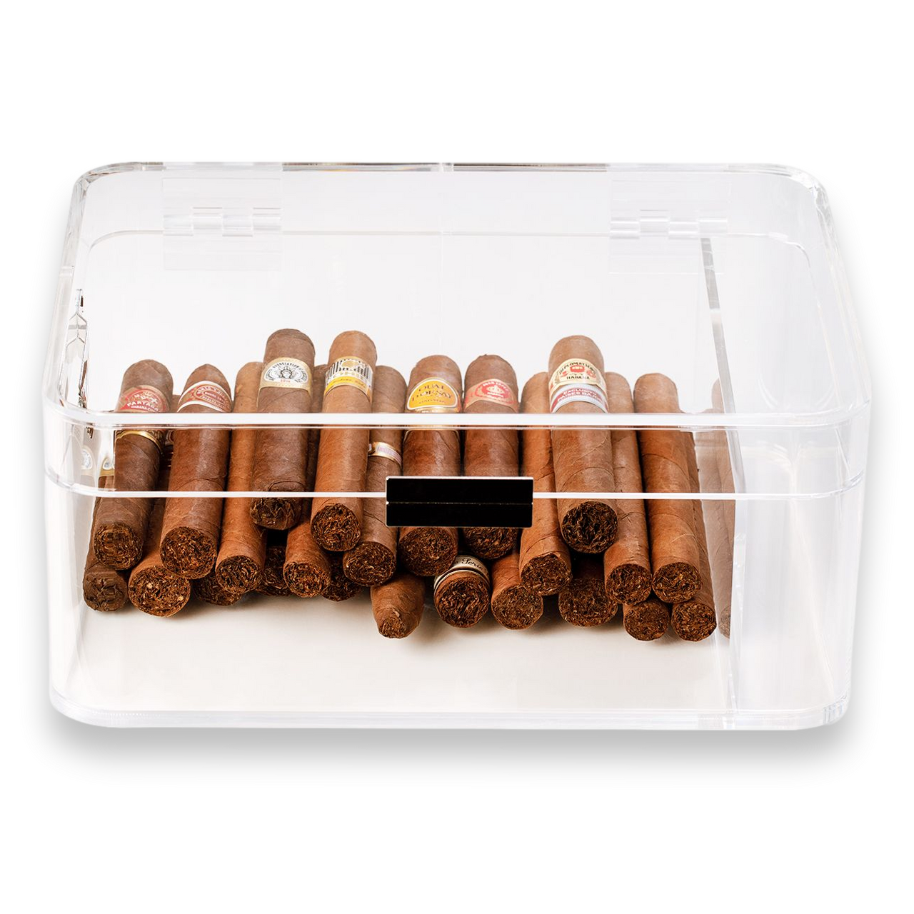 Bey-Berk 60-Cigar Acrylic Humidor with Magnetic Closure - Clear - Exterior Top