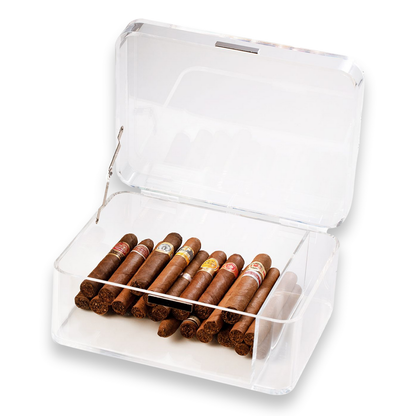 Bey-Berk 60-Cigar Acrylic Humidor with Magnetic Closure - Clear - Interior Angle