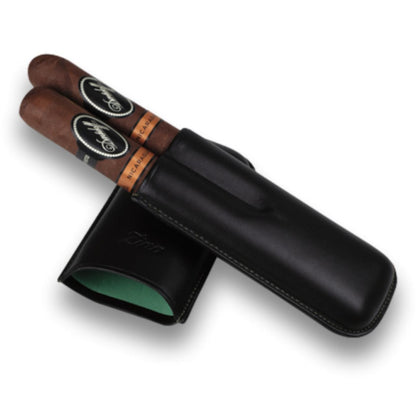 davidoff cigarette case Black Leather Leaf Pattern XL-3 Triple Three Cigar / Pouch 105581 this series of cases pays homage to three of these stages Davidoff Cigar Case Curing XL-2