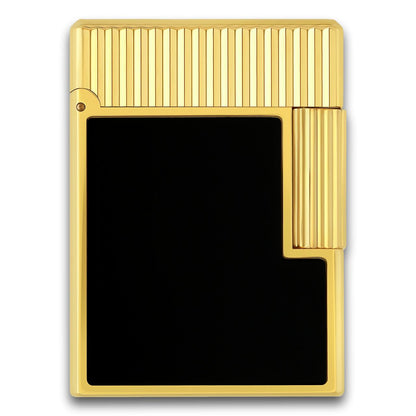 S.T. Dupont Line 1 Vertical Lines  Double Soft Flame Cigar Lighter Black and Gold - Main Image
