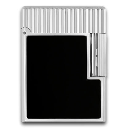 S.T. Dupont Line 1 Vertical Lines  Double Soft Flame Cigar Lighter  Black and Palladium - Main Image