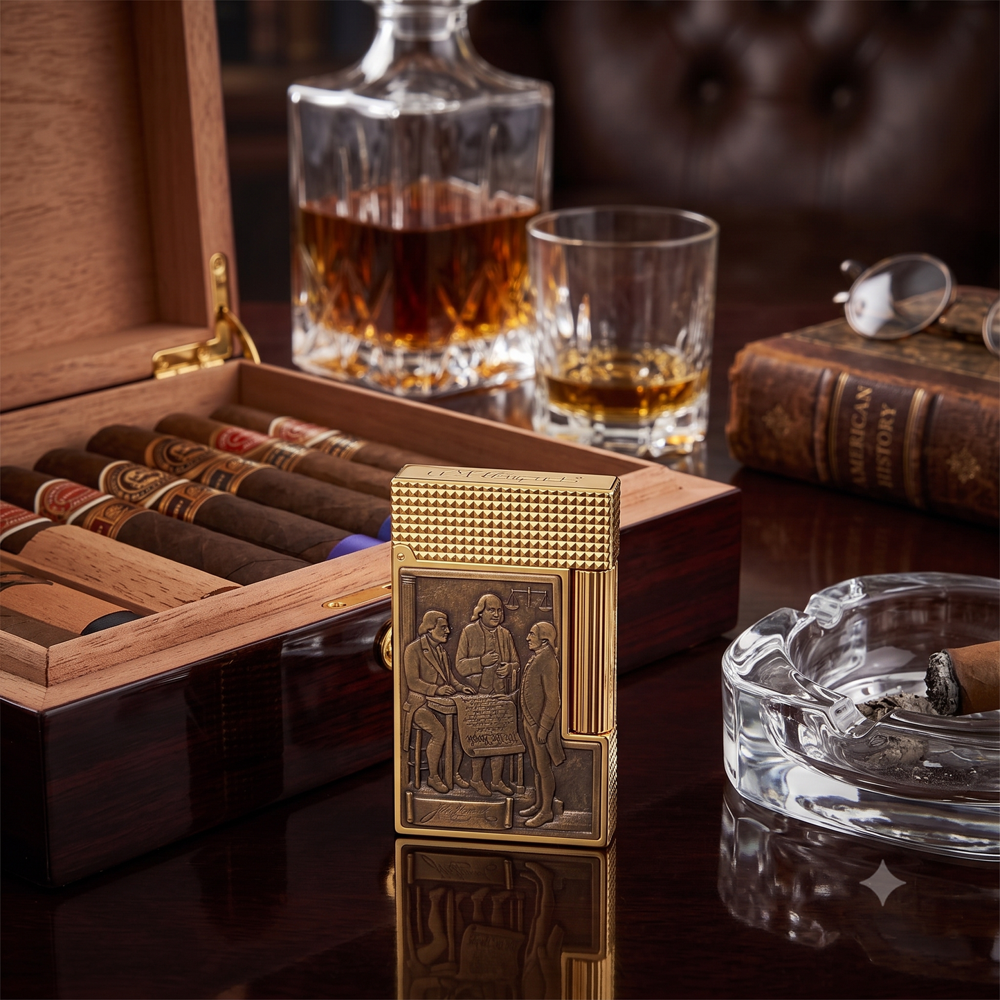 S.T. Dupont Line 2 250th Anniversary Haute Creation We The People  Perfect Ping Double Soft Flame Cigar Lighter  - Lifestyle Image