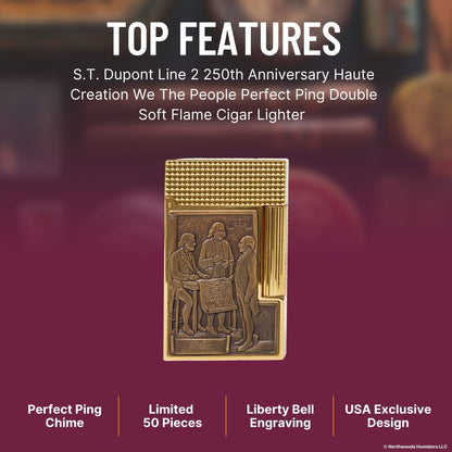 S.T. Dupont Line 2 250th Anniversary Haute Creation We The People  Perfect Ping Double Soft Flame Cigar Lighter  - Top Features Image