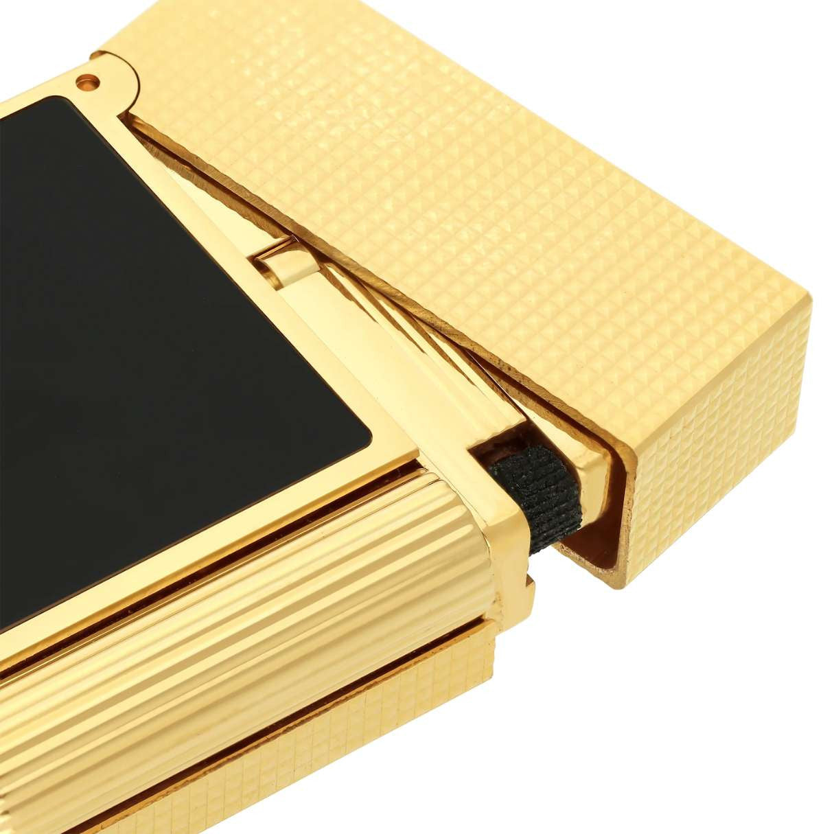 S.T. Dupont Perfect Ping Line 2 Double Soft Flame Cigar Lighter - Micro Diamond Head Gold and Black Laquer - Details