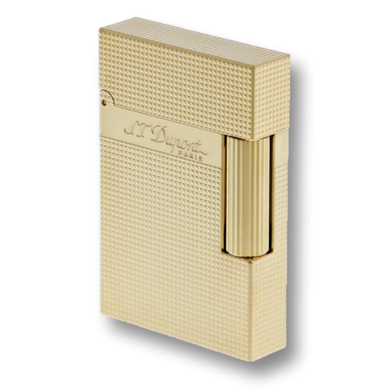 S.T. Dupont Perfect Ping Line 2 Small Double Soft Flame Cigar Lighter - Small Micro Diamond Gold - Main Image - Left Facing