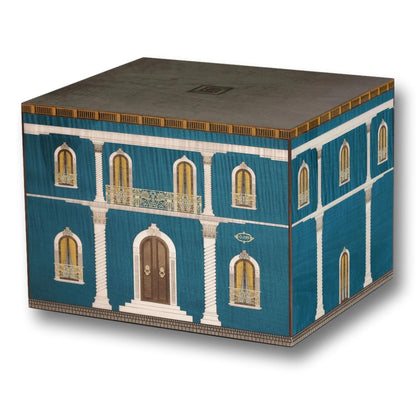 Elie Bleu Casa Cubana Blue Palacio 110-Cigar Desktop Humidor - Left Facing
