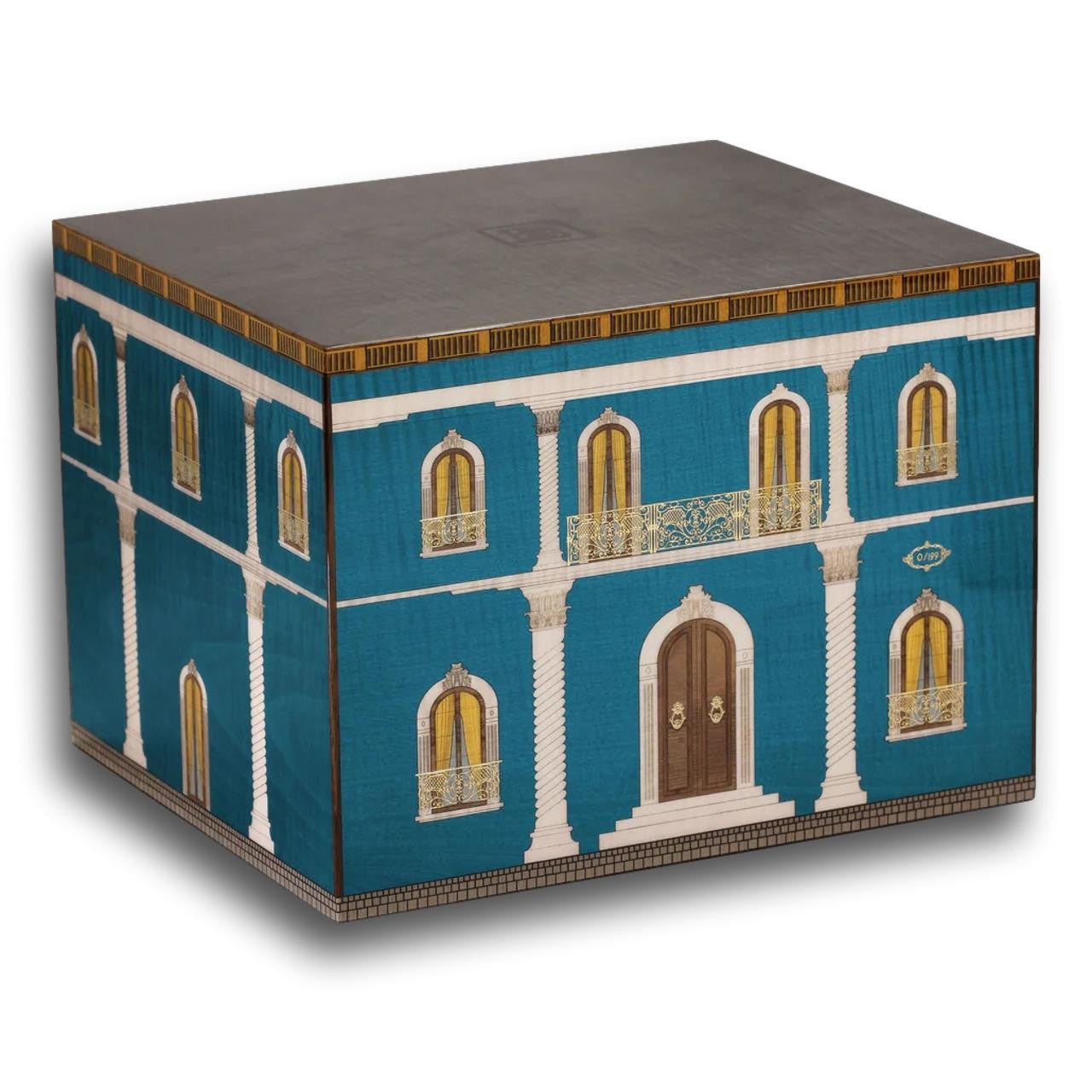 Elie Bleu Casa Cubana Blue Palacio 110-Cigar Desktop Humidor - Main Image - Right Facing