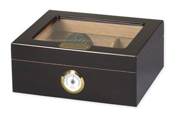 Capri Mahogany Glasstop Desktop Humidor 25 50 Cigars