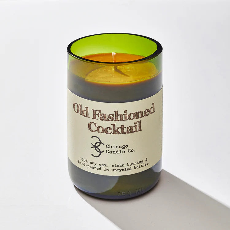 Chicago Candle Co Old Fashioned Cocktail Candle - Green Wine Bottle
