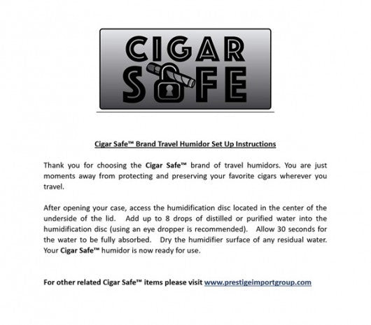 Cigar Safe Cigar Safe 10-Cigar Travel Humidor - Instruction Manual