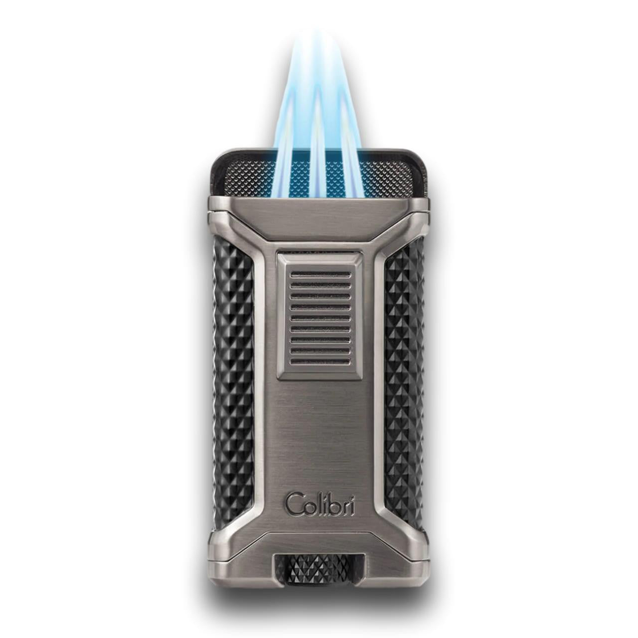 Colibri Ascari Torch Flame Triple Jet Cigar Lighter - Gunmetal and Black - Flame