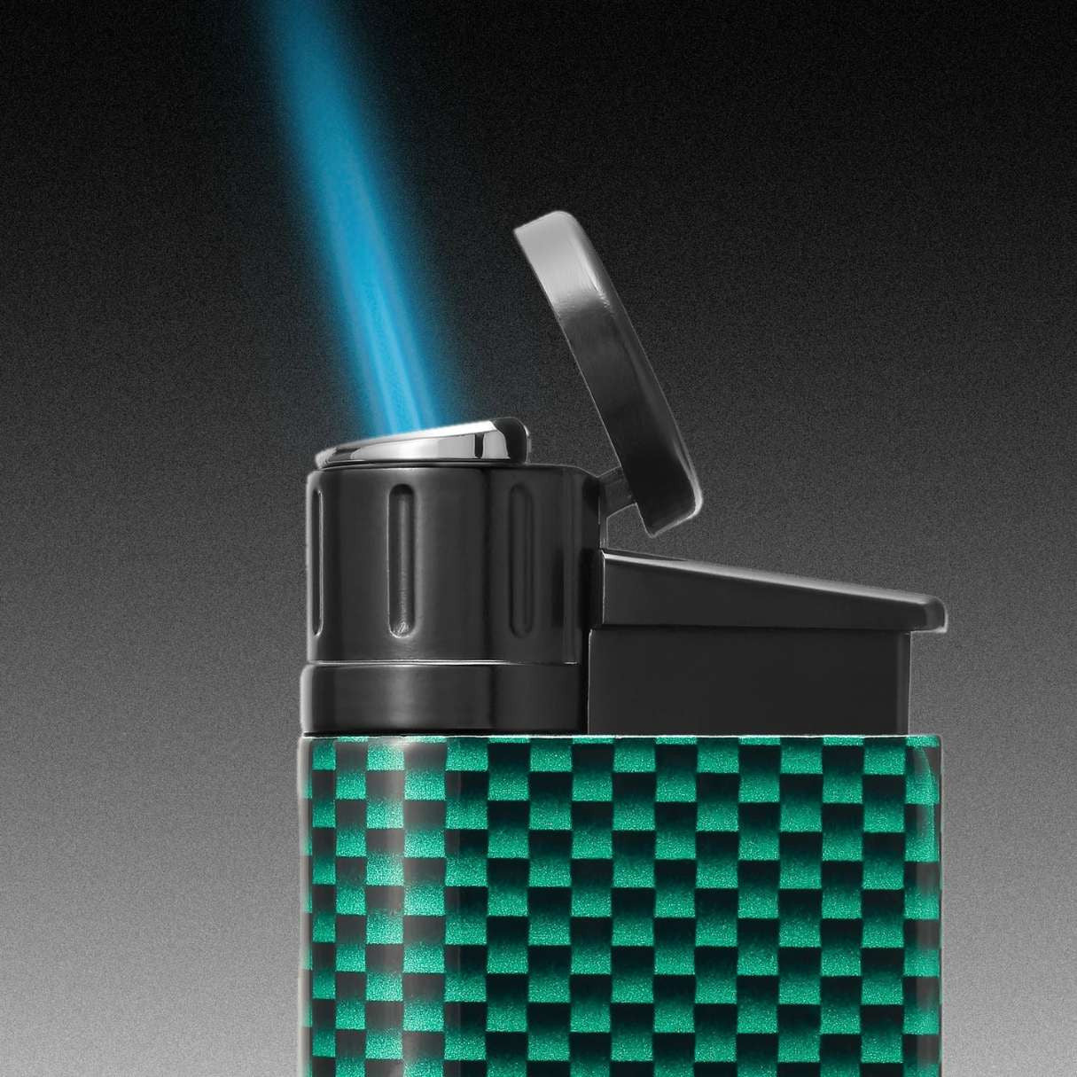 Colibri Evo Torch Flame Single Jet Cigar Lighter - Carbon Fiber Series in Blue