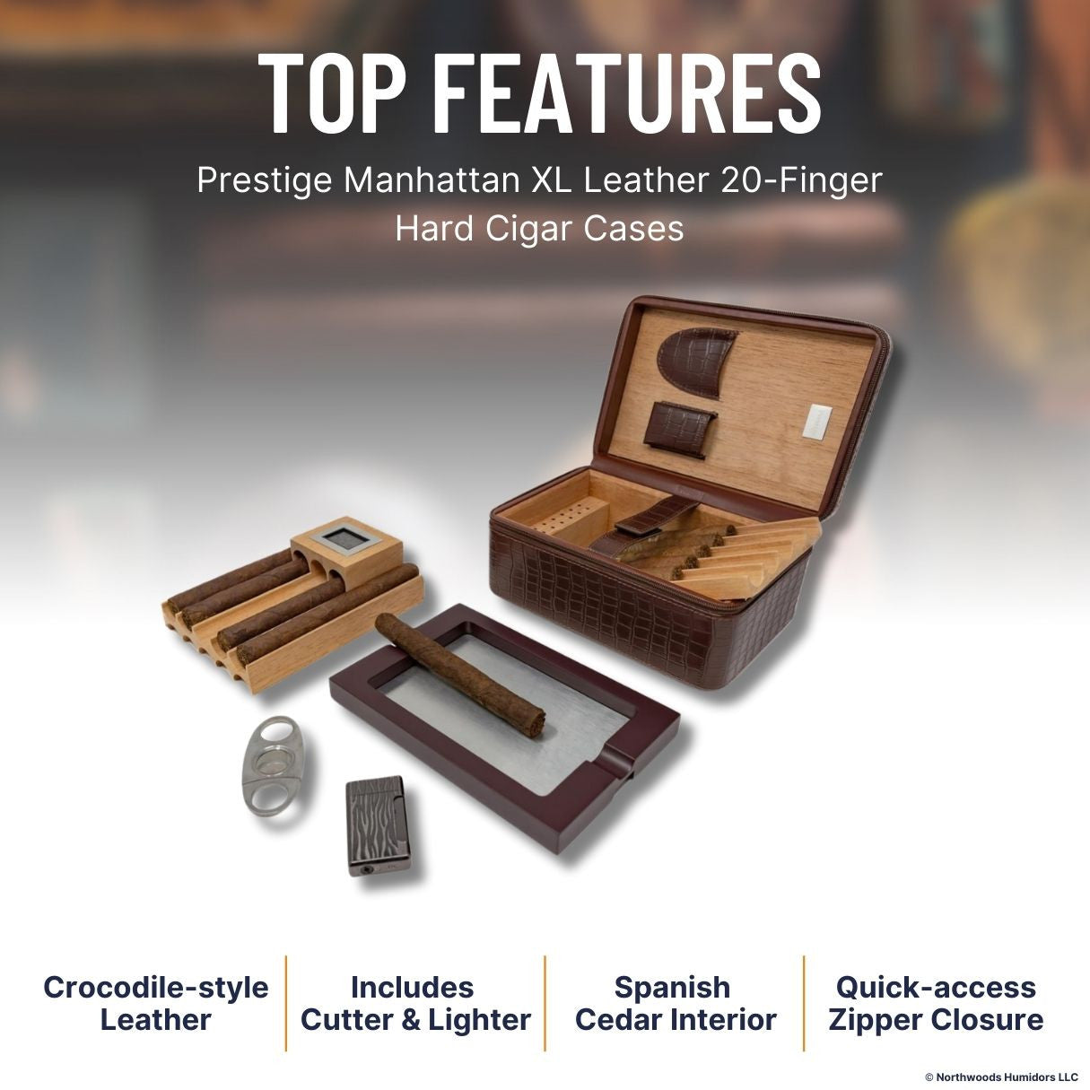 Prestige Manhattan XL Leather 20-Finger Hard Cigar Cases