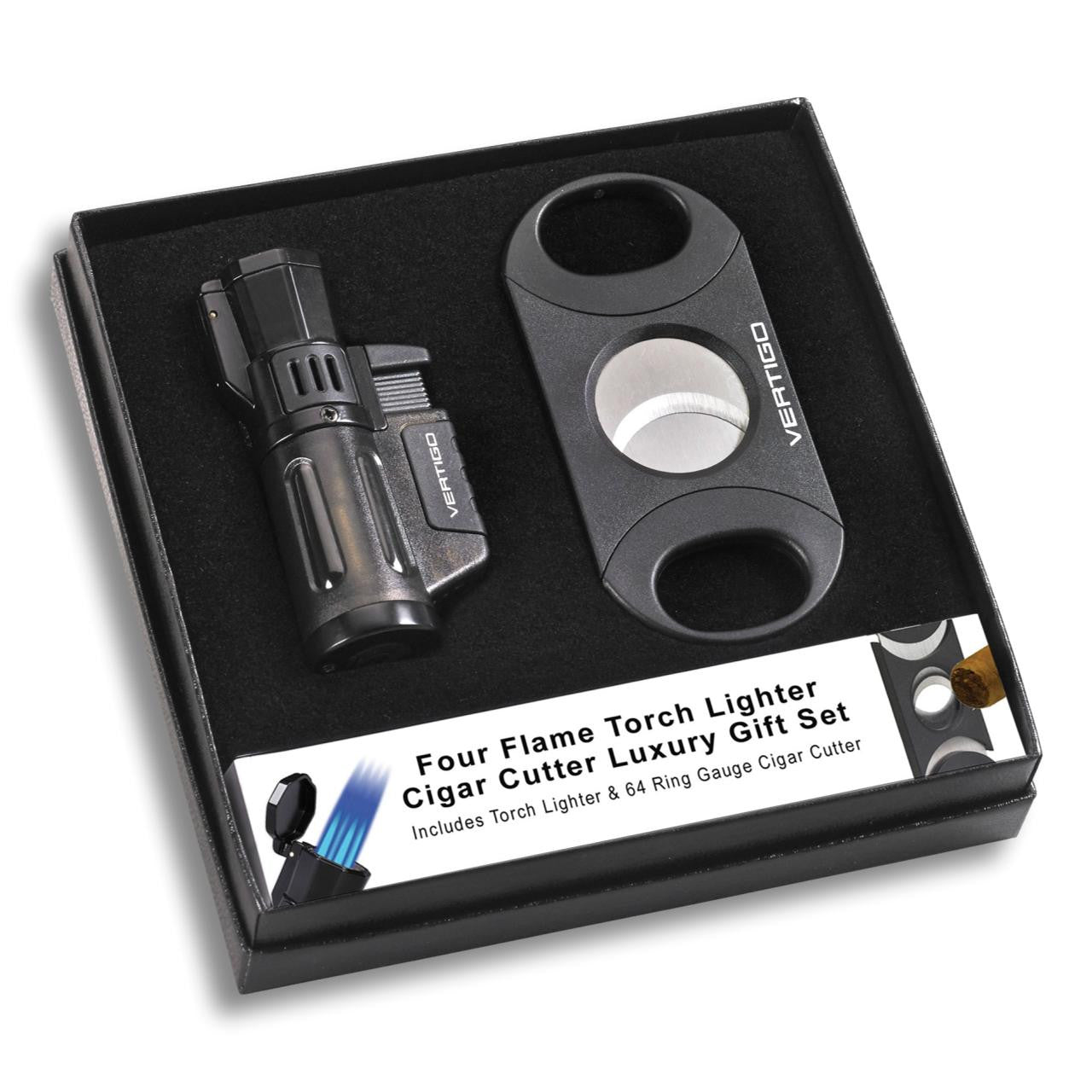 Vertigo Cyclone Lighter & Big Boy Cutter Gift Set - Charcoal - Product Gift Box