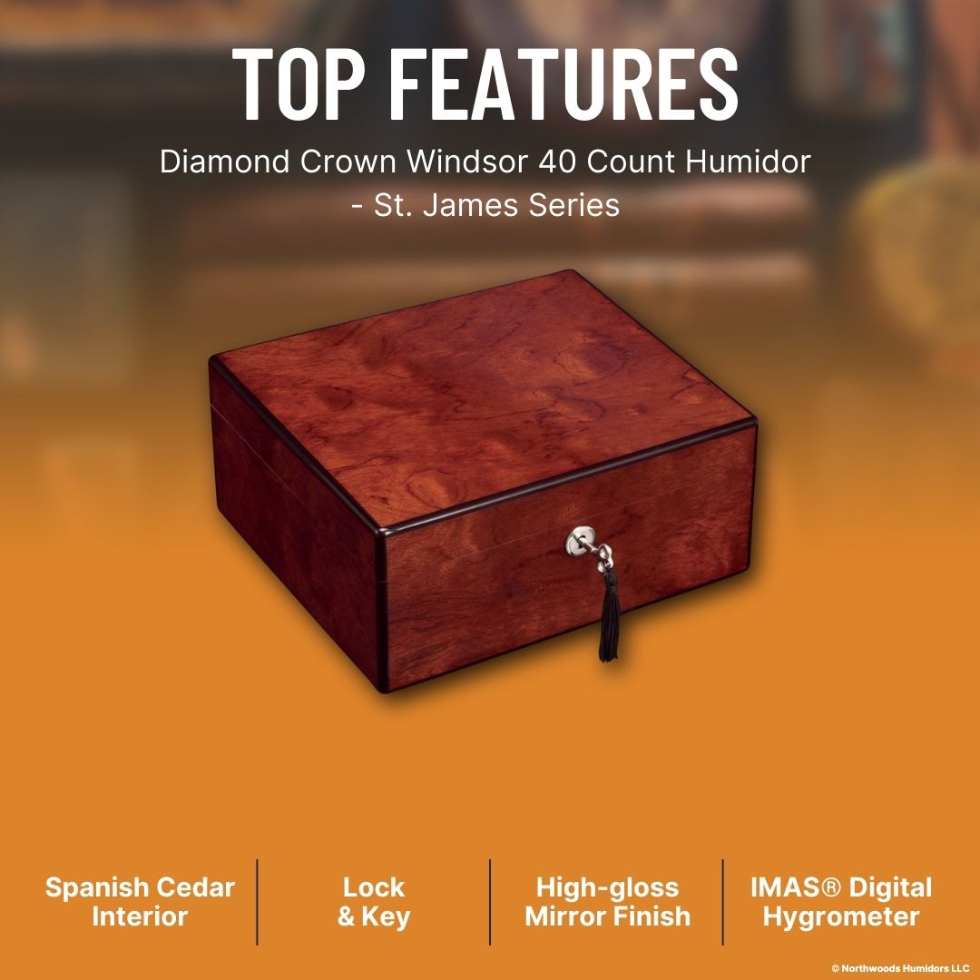 Diamond Crown Windsor 40 Count Humidor - St. James Series