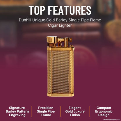 Dunhill Unique Gold Barley Single Pipe Flame Cigar Lighter - Top Features