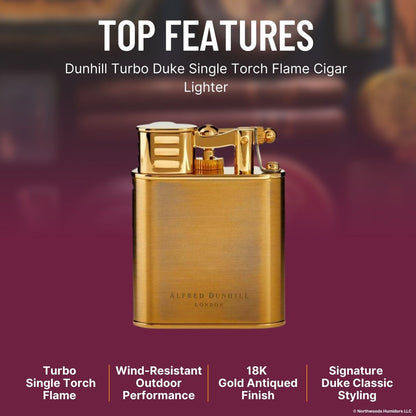 Dunhill Turbo Duke Single Torch Flame Cigar Lighter - Top Features