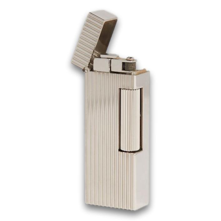 Dunhill Rollagas Silver Lines Pattern Soft Flame Cigar Lighter - Igniter Button